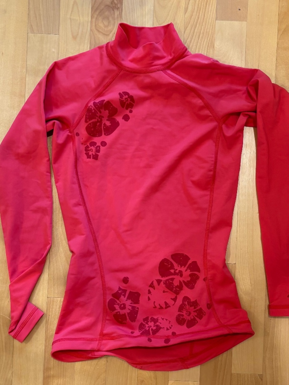 MEC Long Sleeve Floral Graphic Athletic Rash Guard Base Layer Top - Size XS